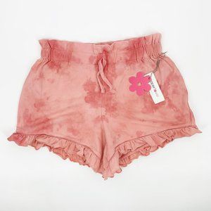 Paper Flower Tweens Girls Size L Pink Tie Die Ruffle Shorts